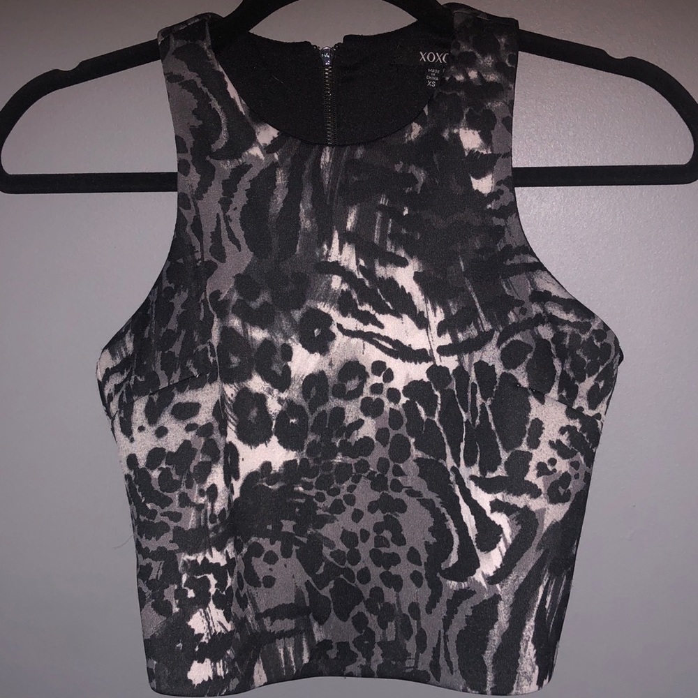 Black and White Animal Print Crop Top